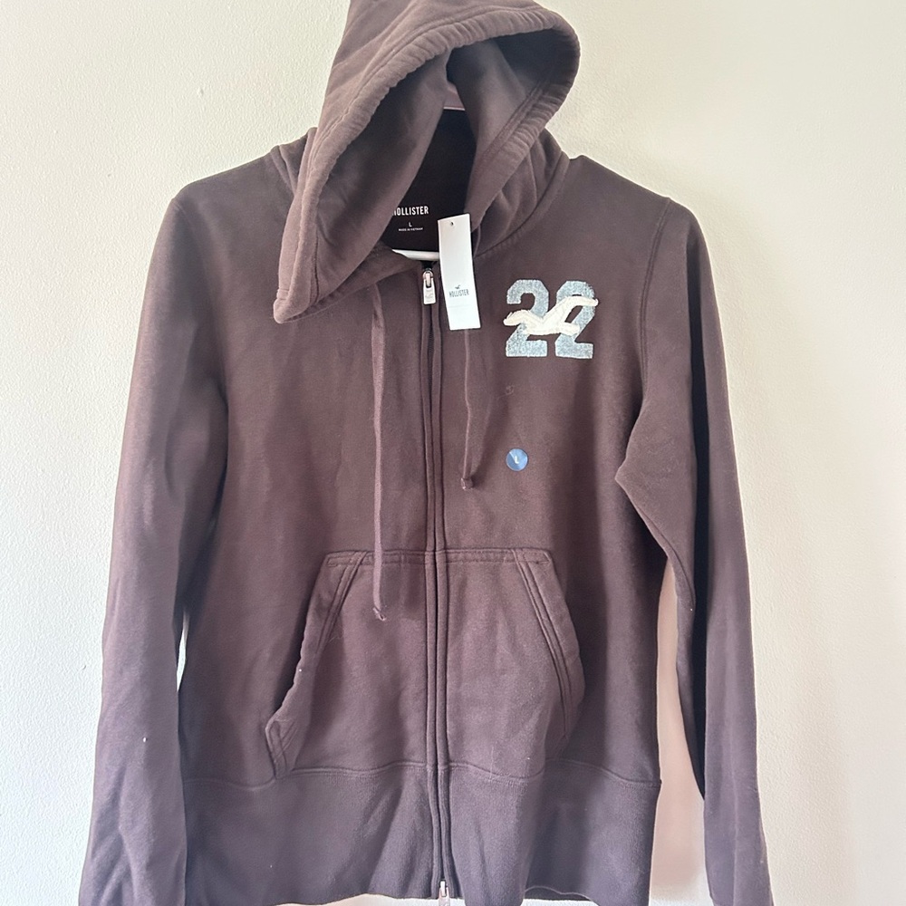 Hollister Chocolate Brown Hoodie with Patch